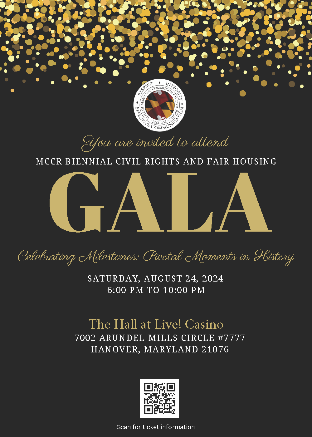TICKETS ARE NOW AVAILIBLE!!!!!!  MCCR's Biennial Civil Rights & Fair Housing Gala Celebration - August 24, 2024